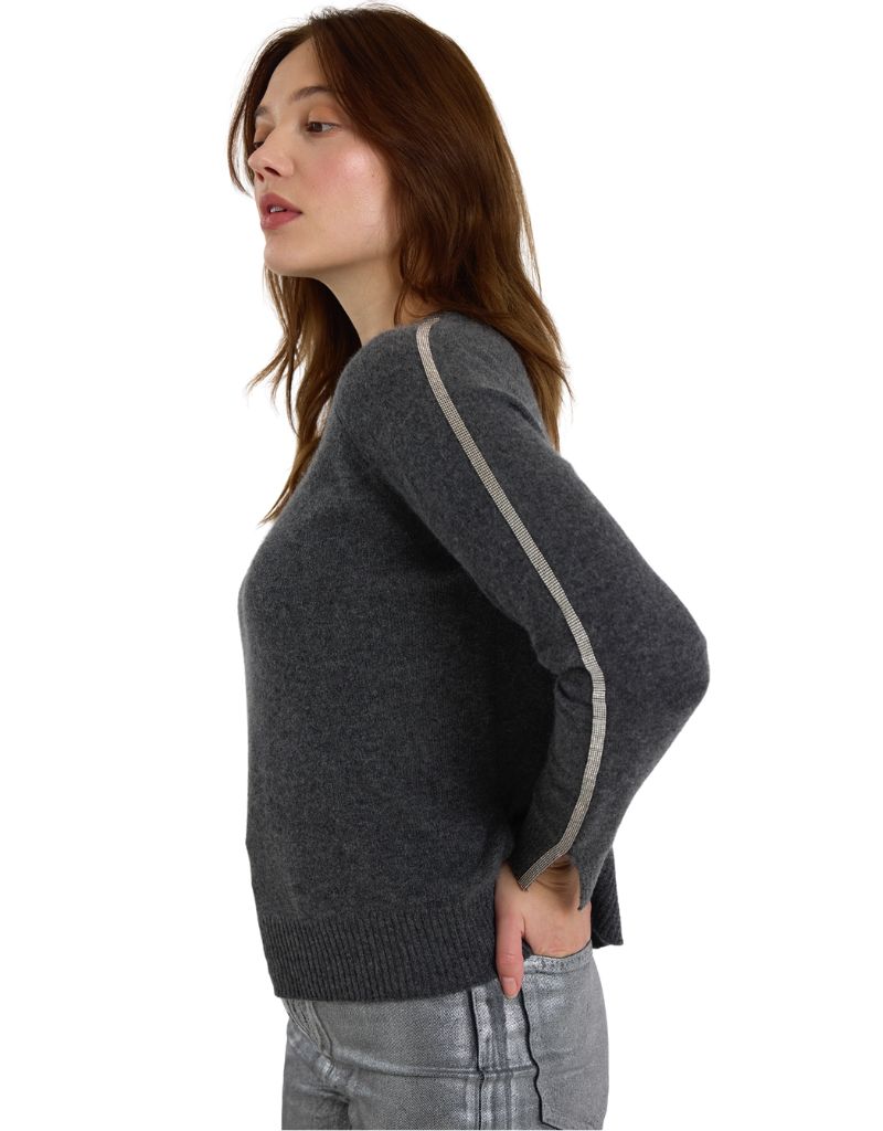 Glitz Split Cuff Crew Derby Grey