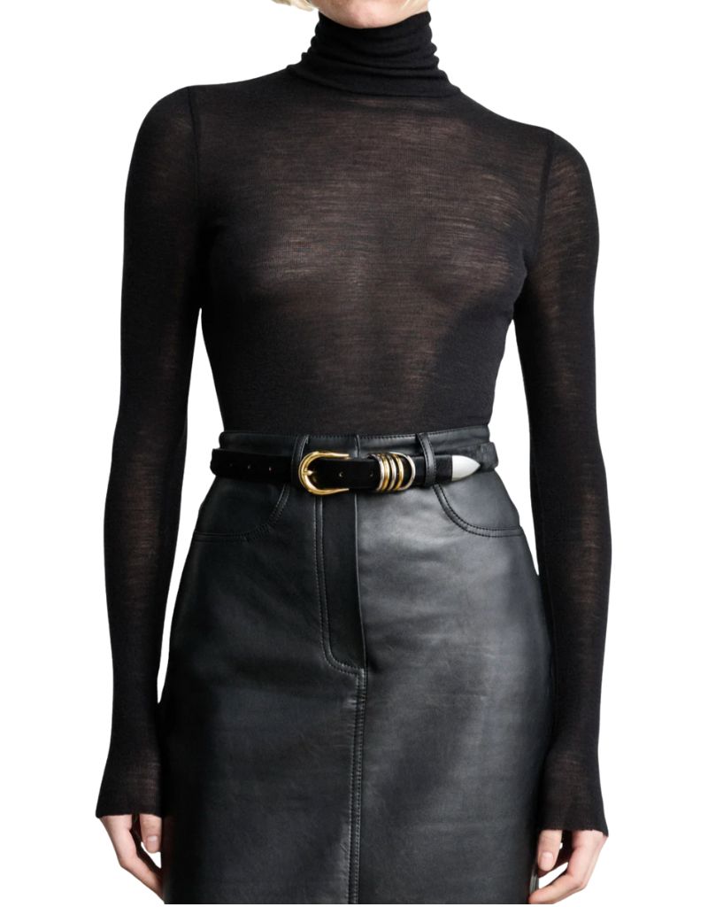 Hollyhock Mixed Metal Belt Black Silver & Gold