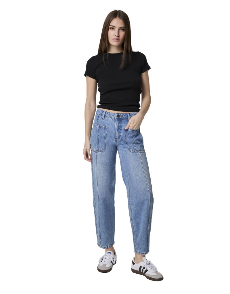 Alex Straight Taper Leg Front Patch Pocket Medium lelslo Wash