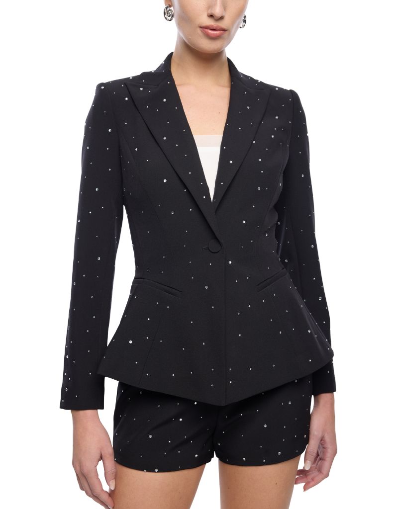 Naomi Crystal Crepe Blazer Black