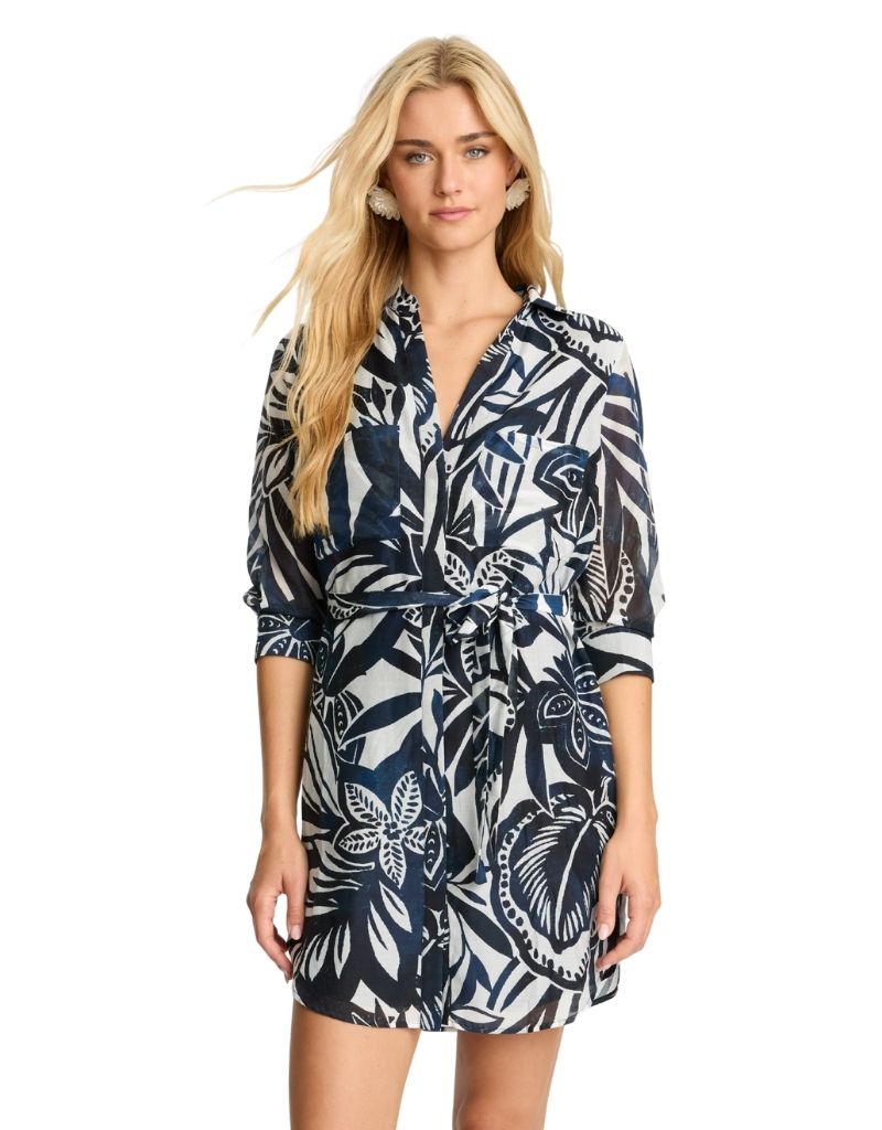 Becky Dress in Woodblock Palm