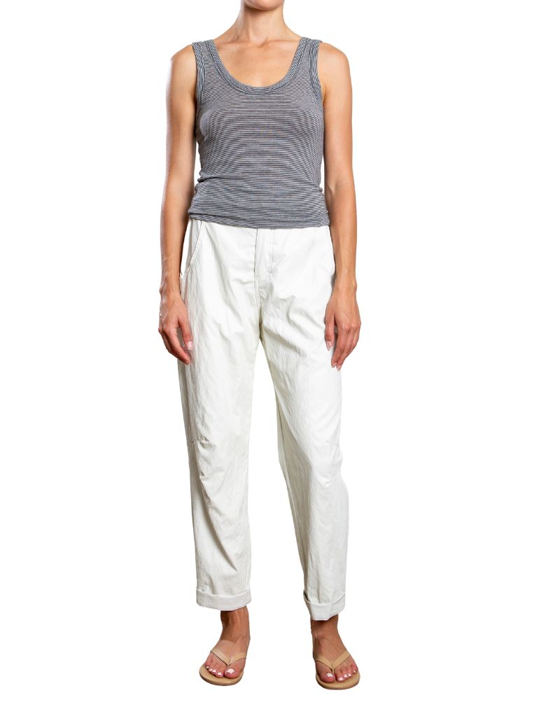 Claire Pant in Faux Leather Ivory