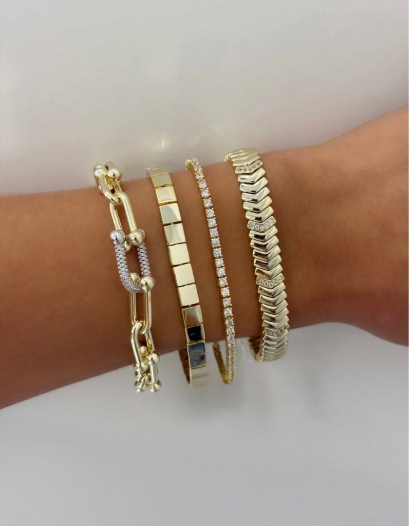 Solid Square Tennis Bracelet Gold