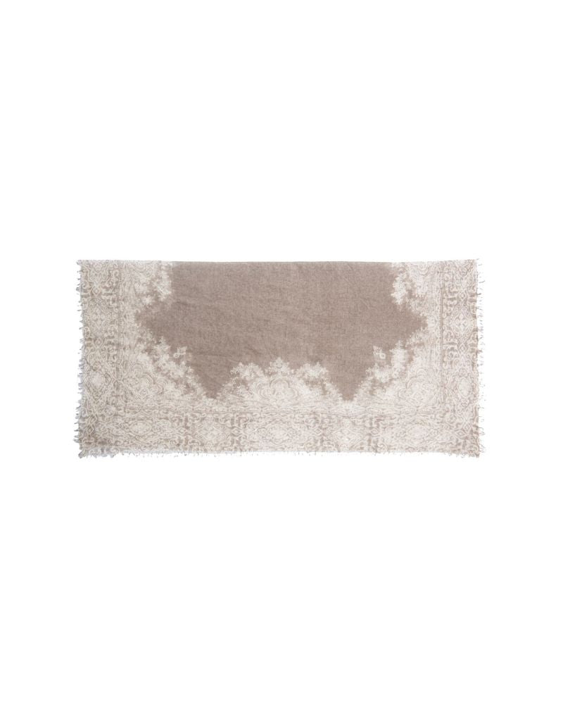 Cashmere Whisper Paisley Neckerchief Truffle Ivory