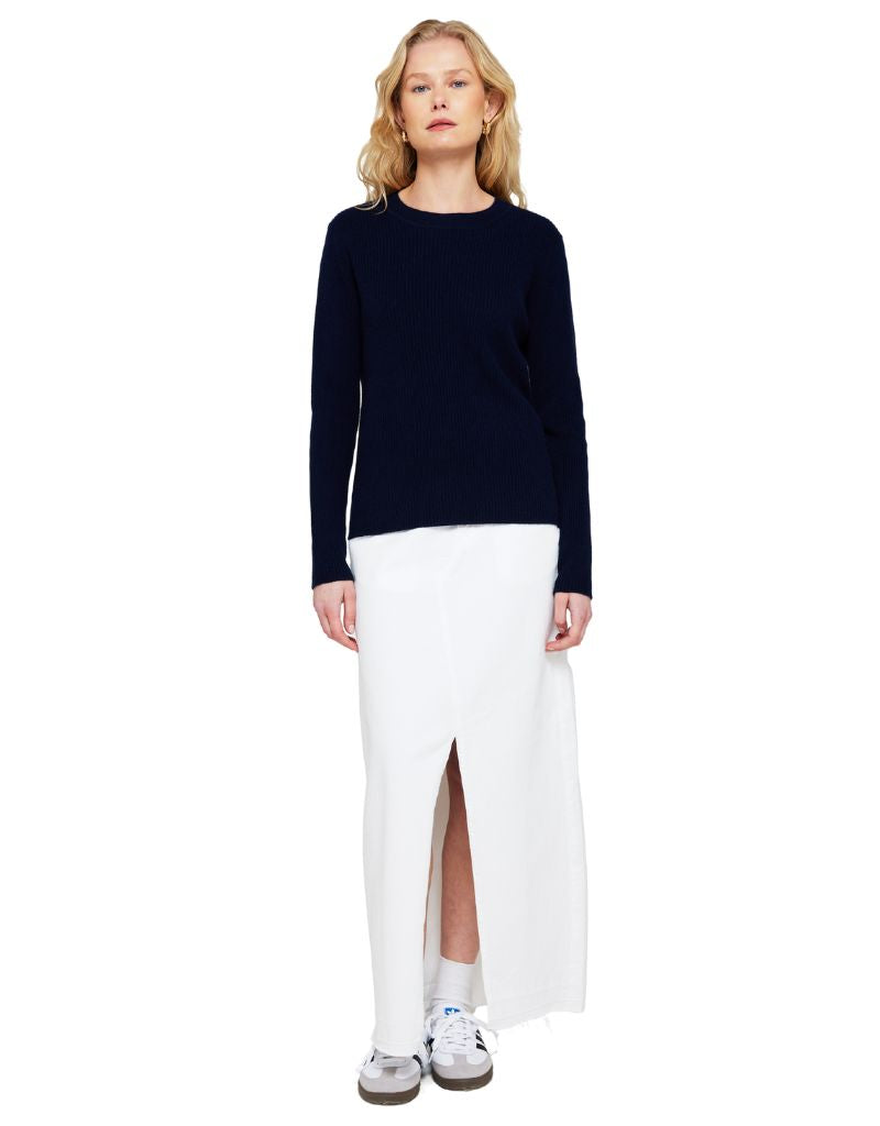 Katie Rib Round Neck Navy