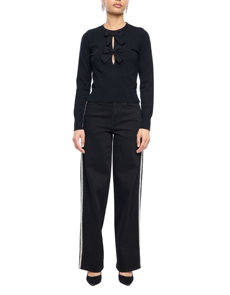 Salome Crystal Bow Sweater Black