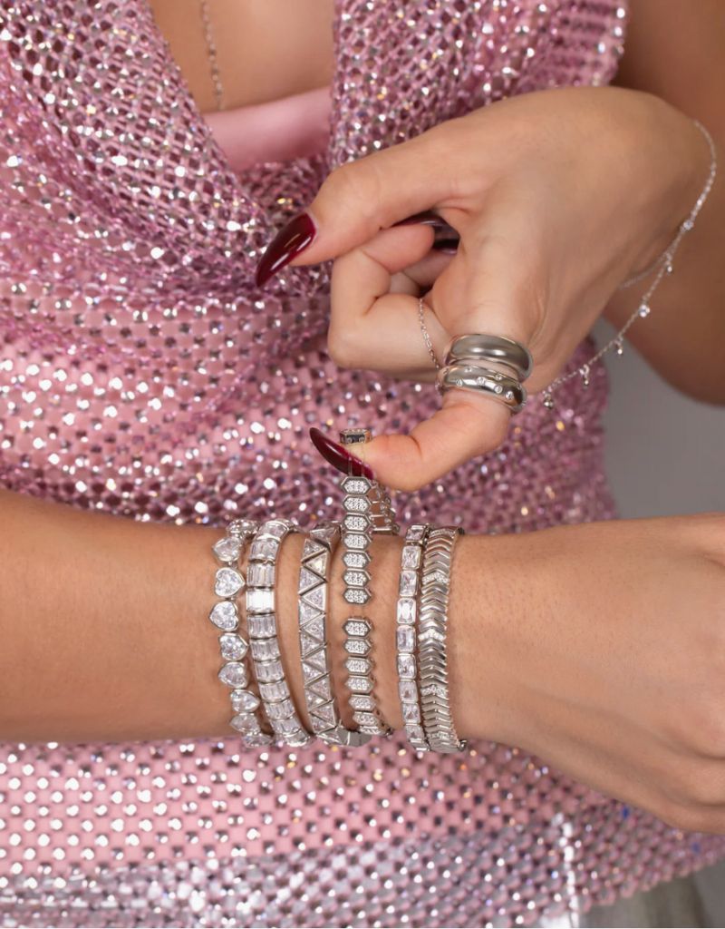 Shield Spark Stretchy Bracelet Silver