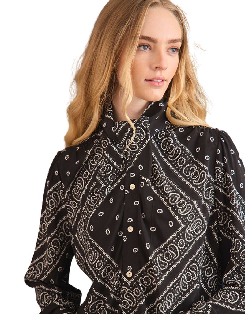 Frances Blouse Aces Wild Black