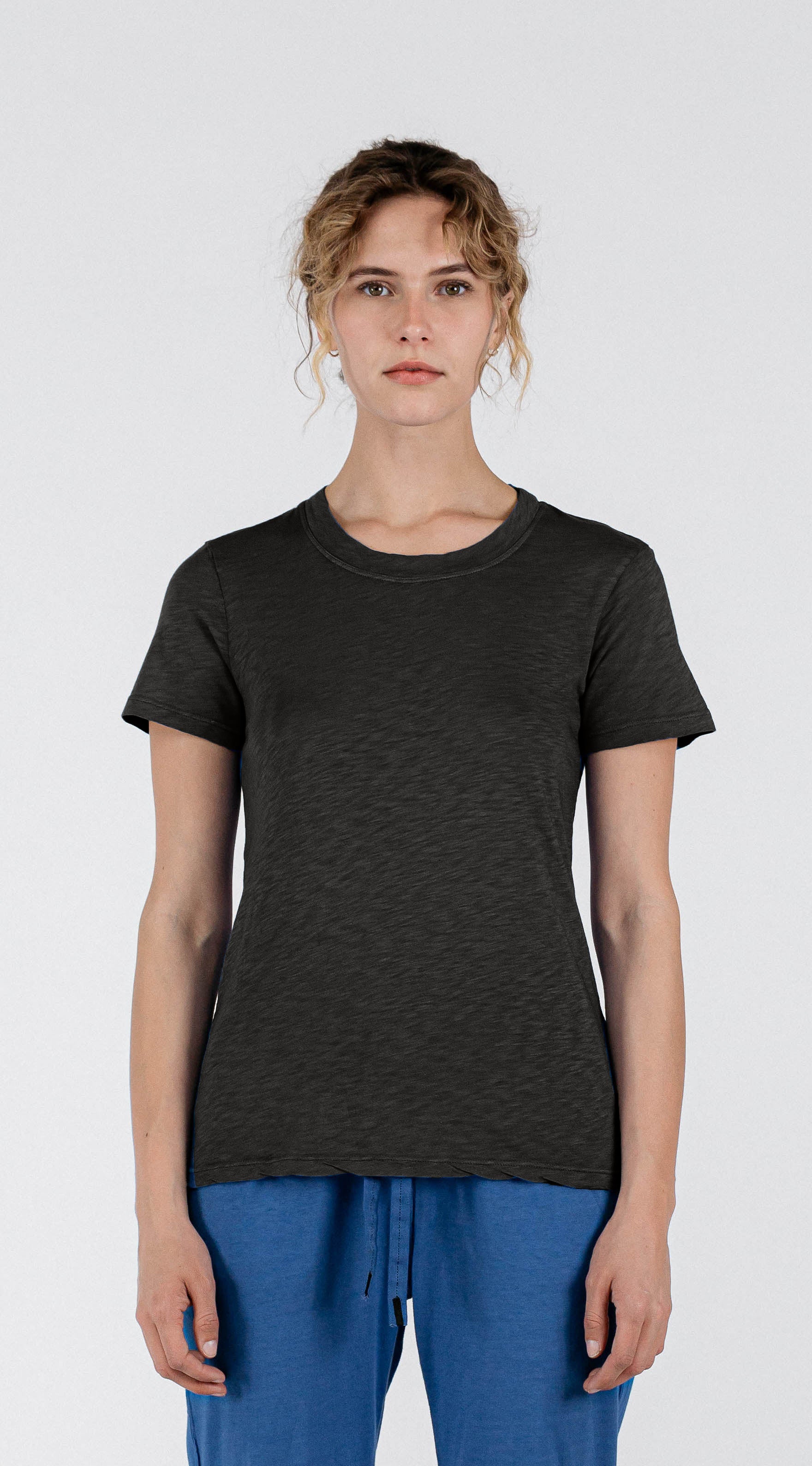 Supima Slub Jersey S/S Crew Black