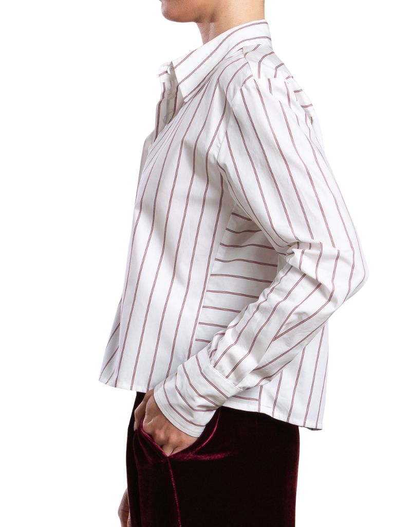 Enzo Shirt in Burgundy Stripe