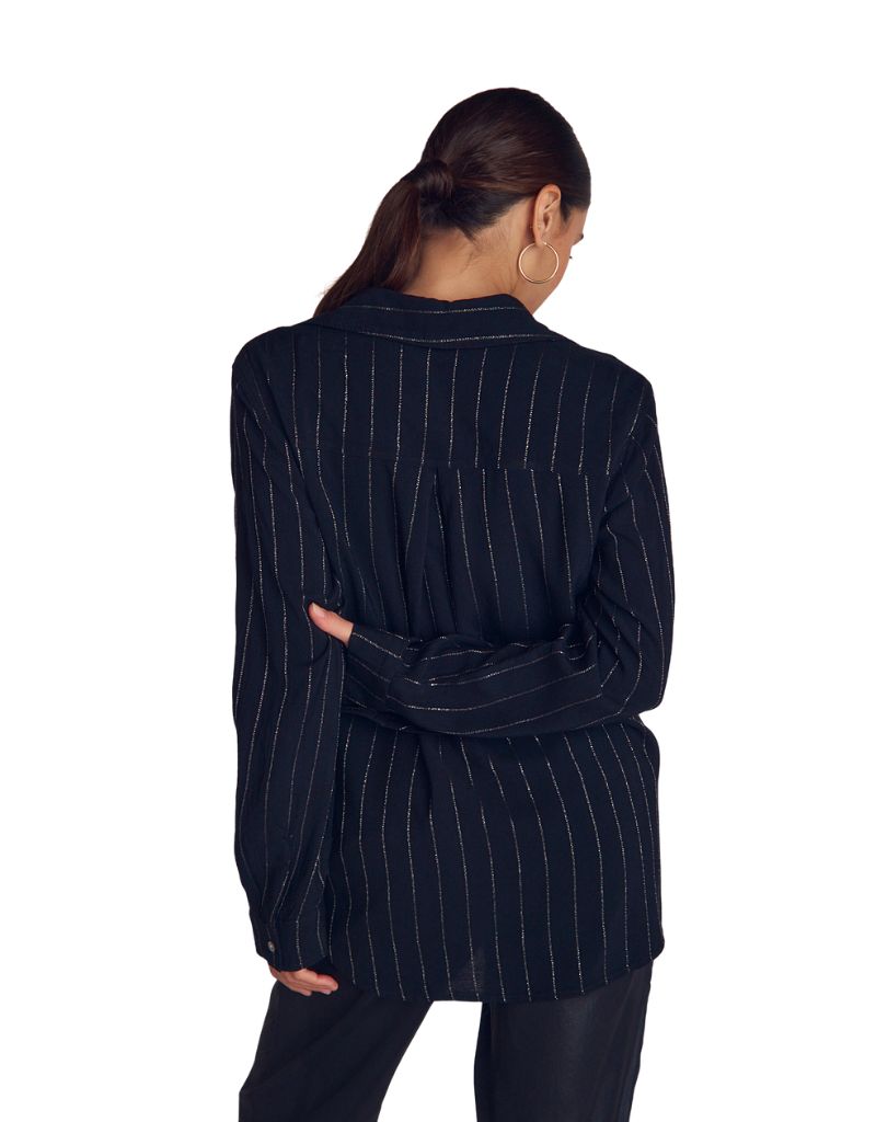 Clean Shirt Black Lurex Stripes