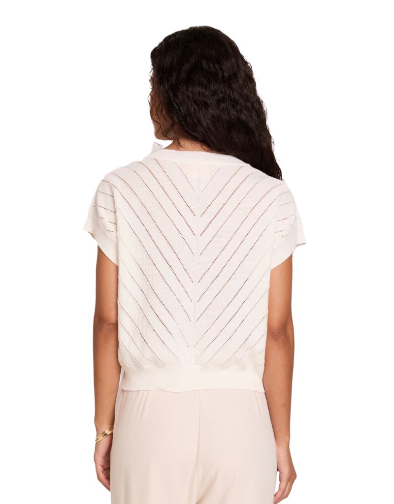 Chevron Mix Stitch Tee White