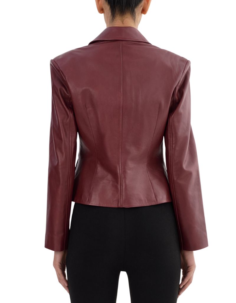 Valentina Burgundy Leather Blazer