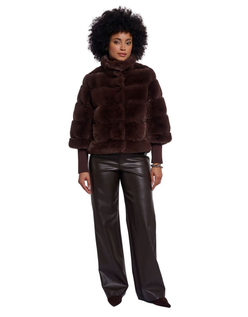 Feline Jacket with Rib Cuffs Coffee Roast