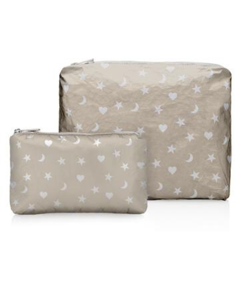 Golden Shimmer Beige with Heart, Moon and Stars - 2 Set