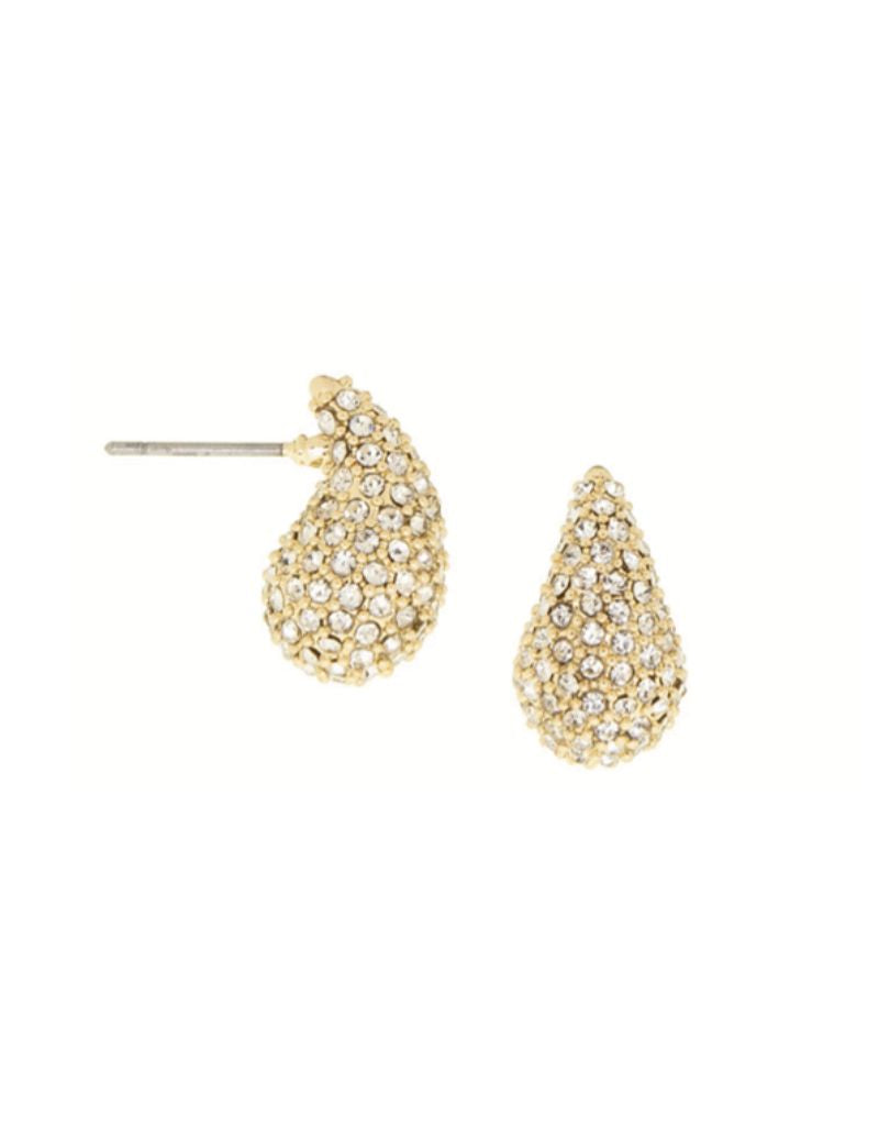 3889E Gold Pave Elongated Dome Earring