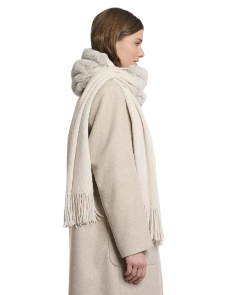 Vlien Knitted Scarf with Faux Fur Detail Birch