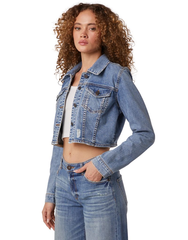 Eddie Crop Jacket Front Pocket Flaps light Savona Wash
