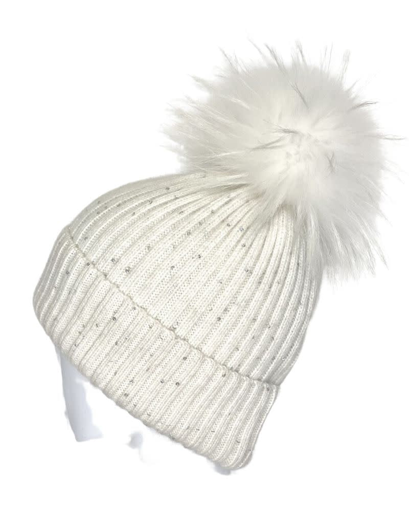 HA-62SEQ Mohair Wool Hat Sequin Detail White