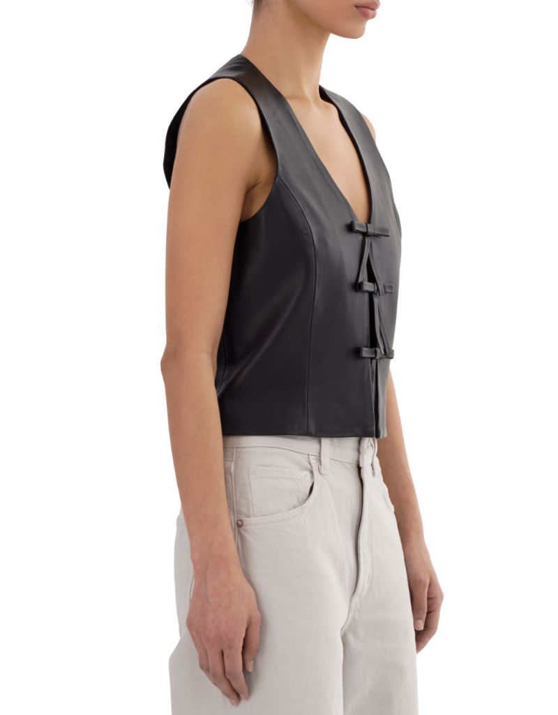 Bastina Black Leather Top