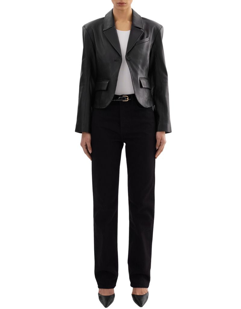 Valentina Black Leather Blazer