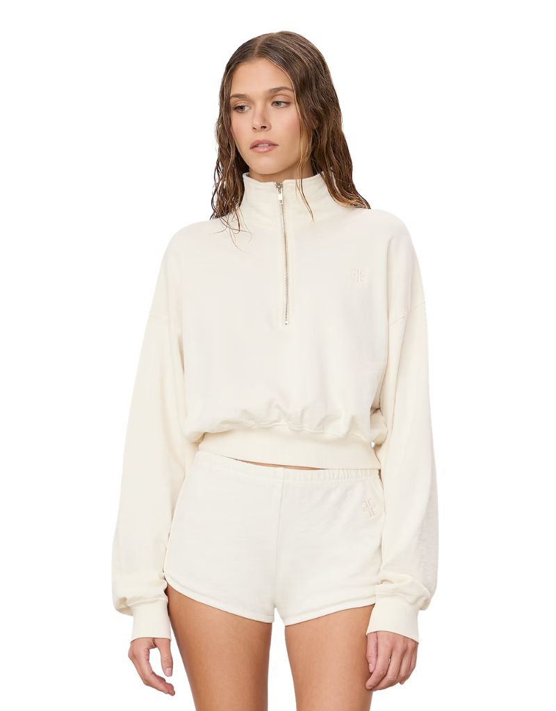 Cropped Half-Zip Sweatshirt Bone