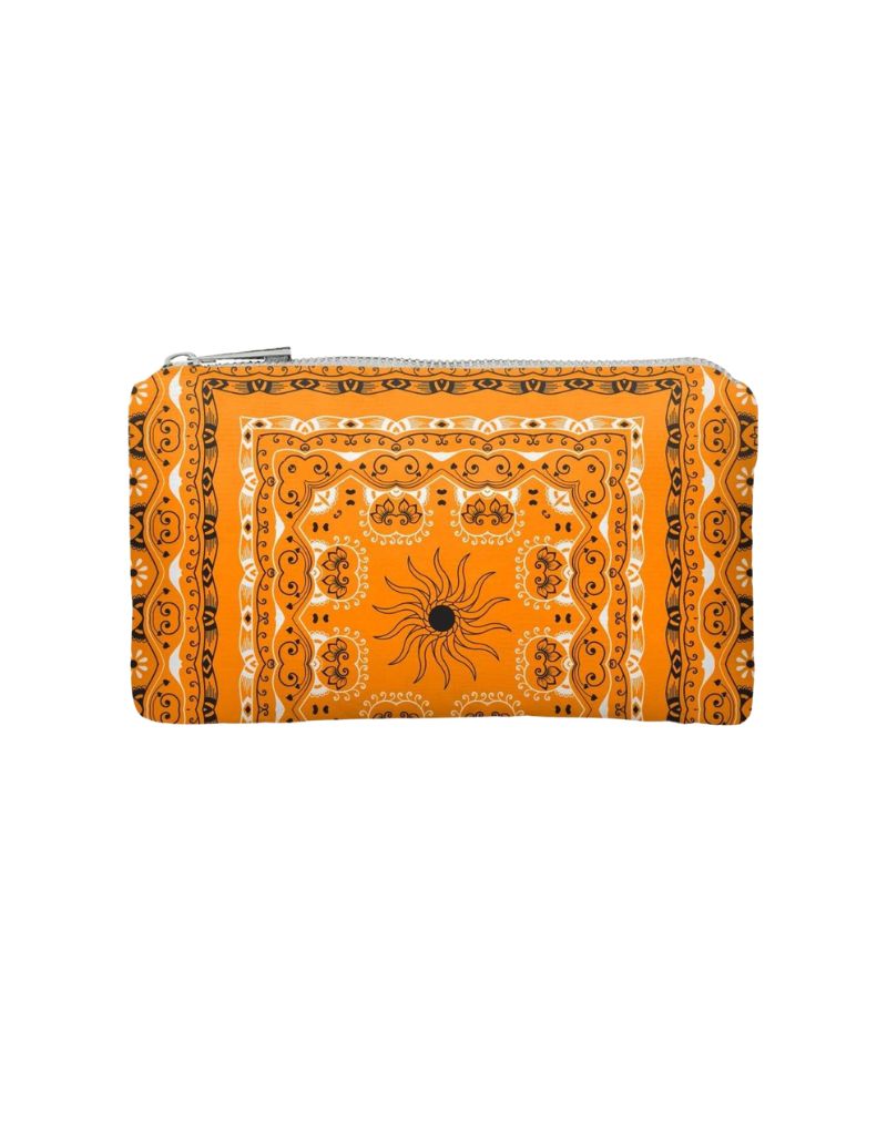 Mini Zipper Pouch Shimmer Orange Bandana Print