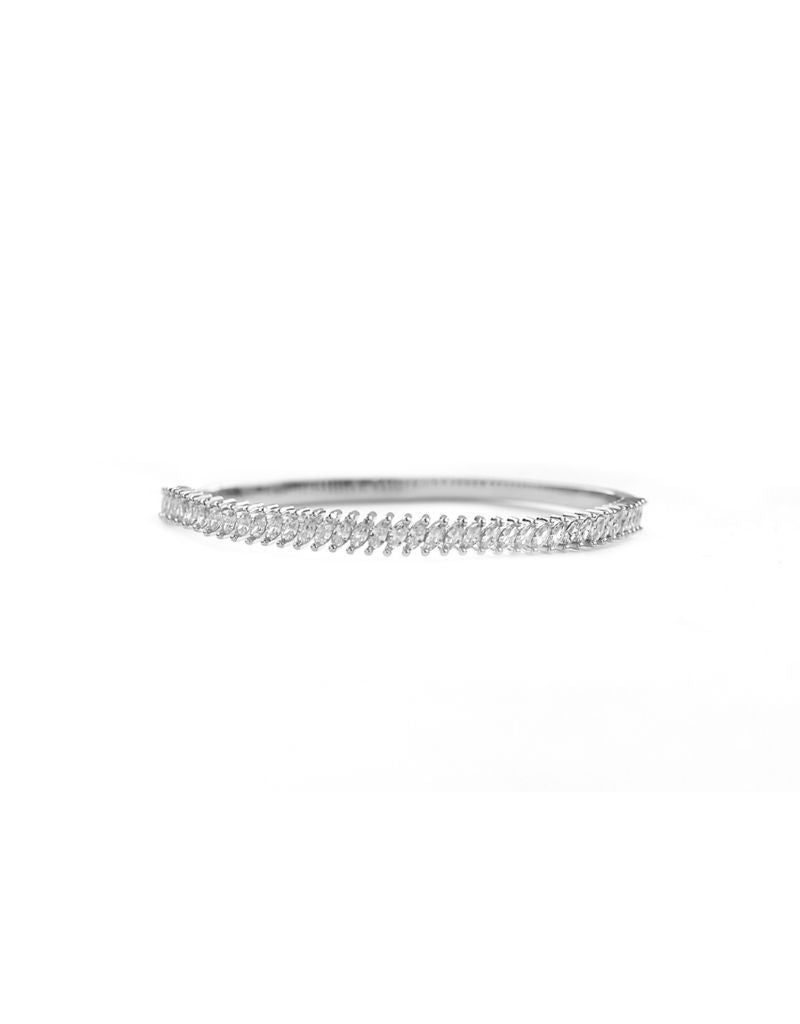 2249B Brass Marquise Single Line Bangle Silver