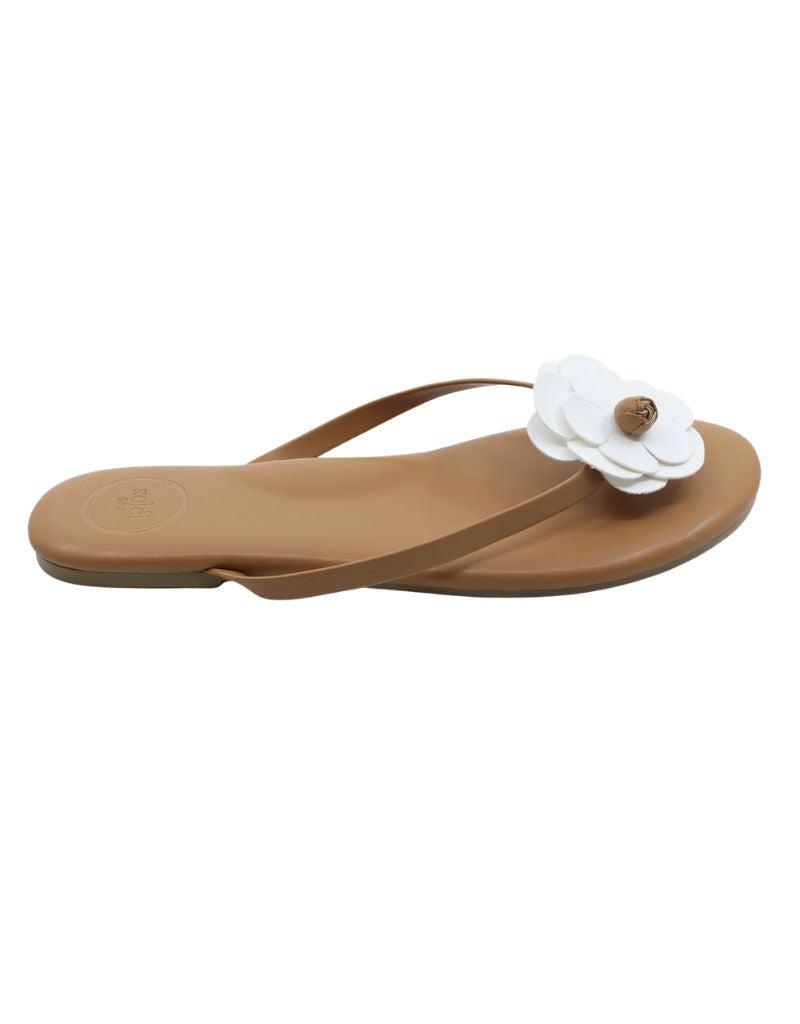Valentina Flower Sandal Saddle and White