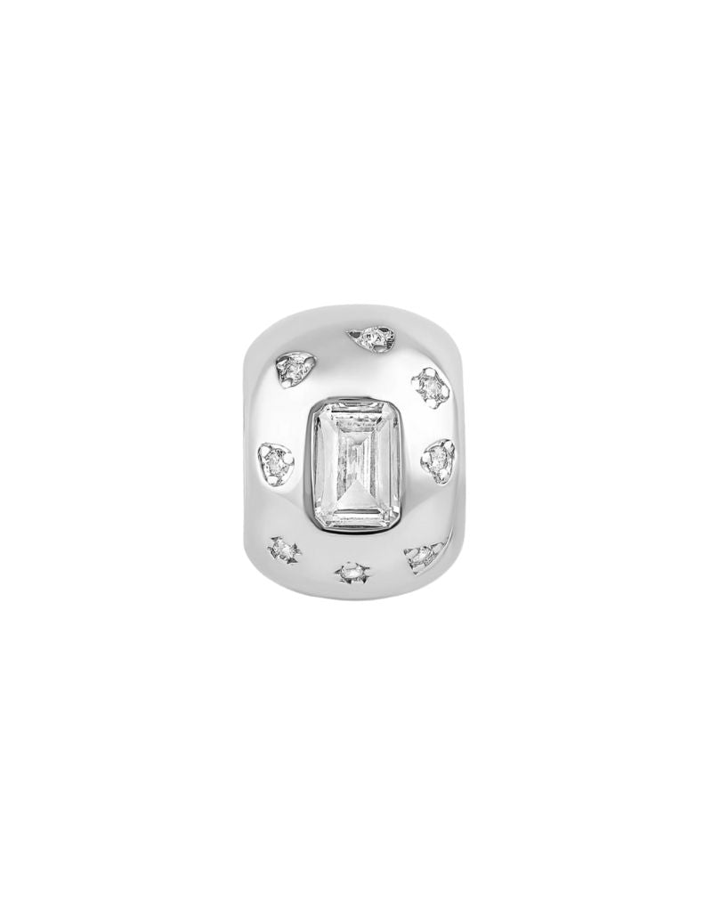 Center Stone Spacer Charm Silver