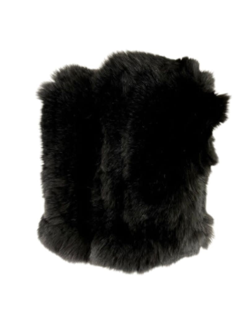 Linda Richards Black Fur Hand Warmers front view