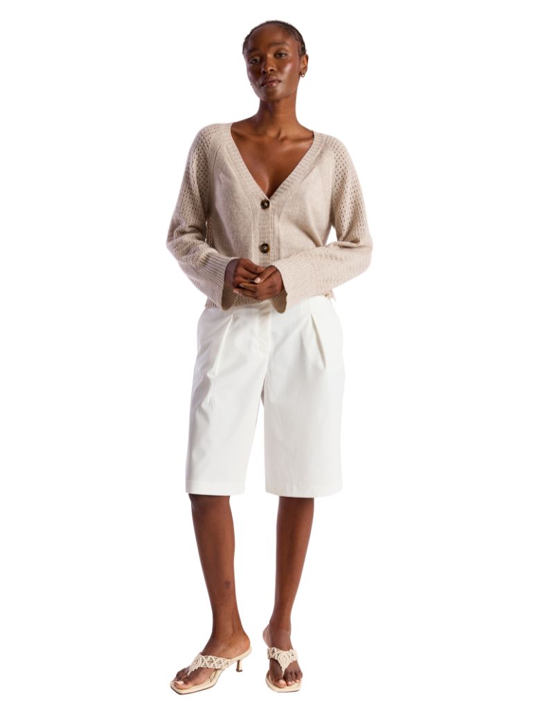 Natalie Deep V Cardi Wheat