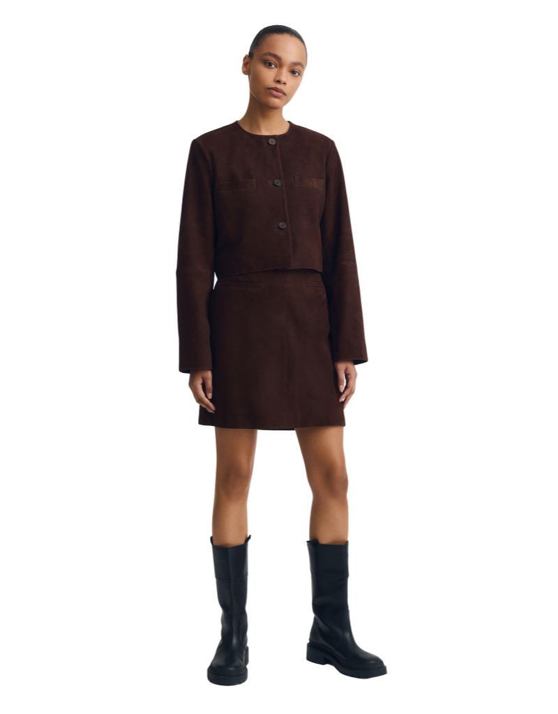 Glenda Jacket Brown Suede