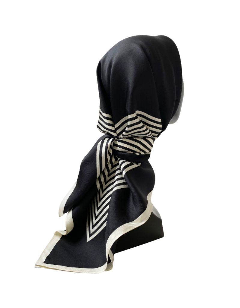 No. 2 Black and Cream Scarf 90cm