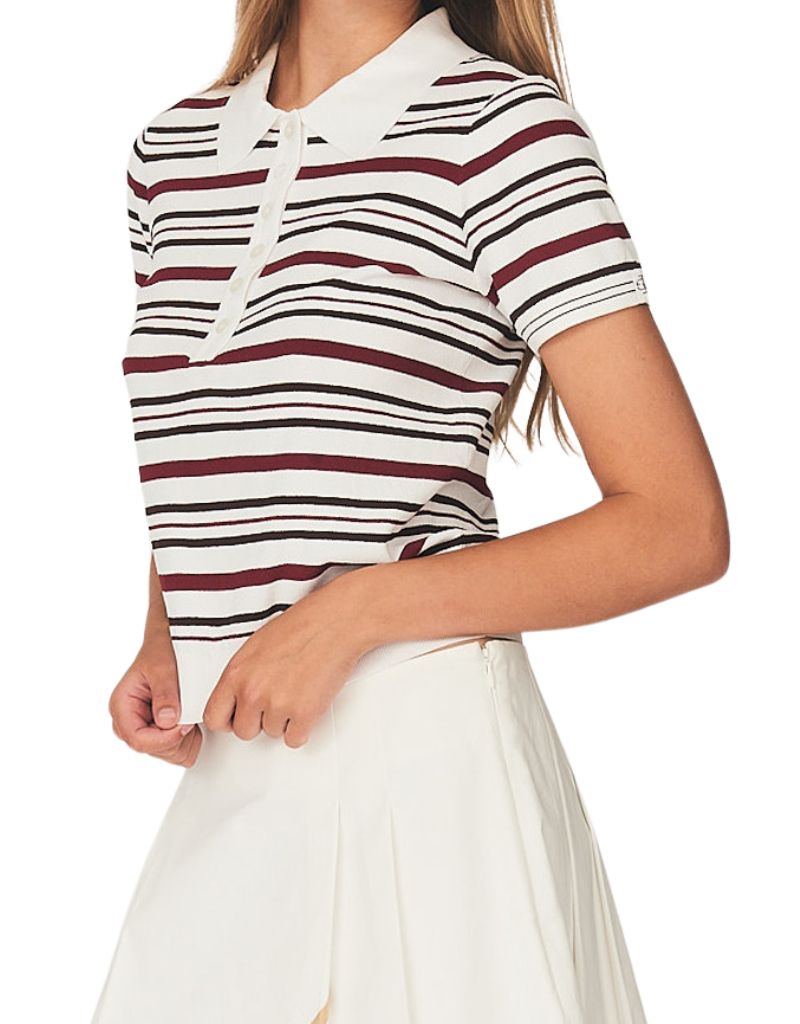 Madison Button Polo Vino