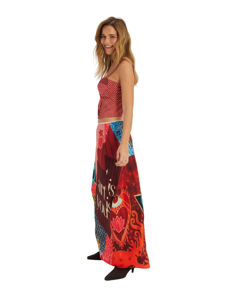 Blakely Slip Skirt Red Aura