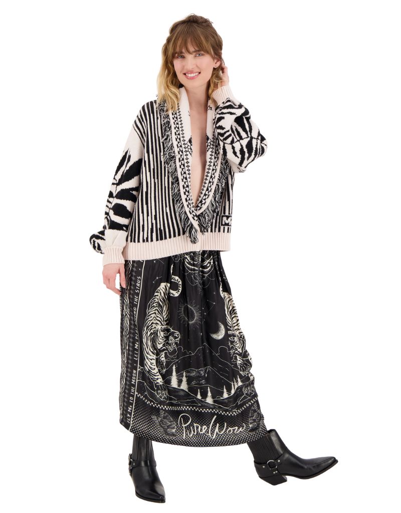 Vanessa Printed Midi Skirt Black Magic