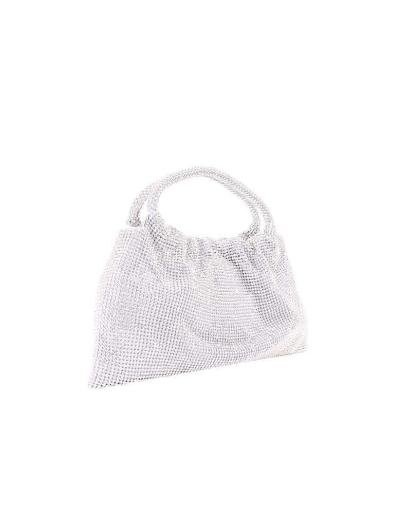 Rhinestone Shoulder Bag with Magnetic Snap Closure SRB-E3994 Silver