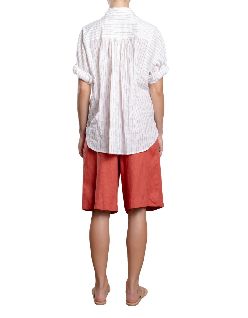 Inez Short in French Linen Persimmon