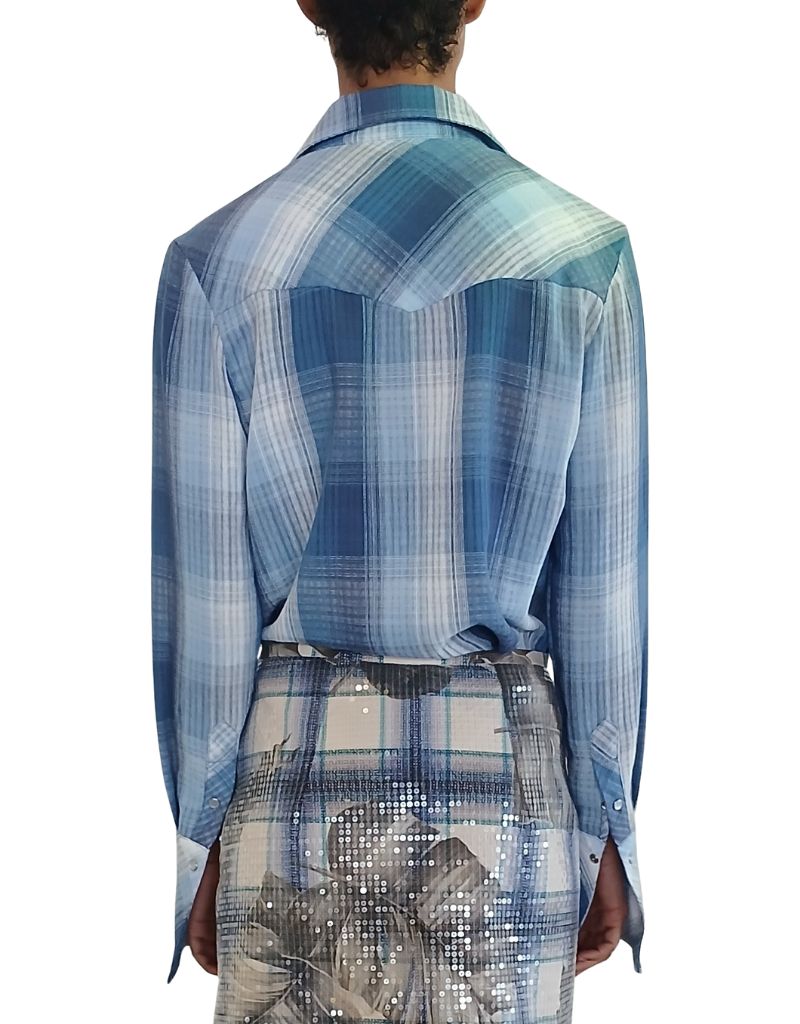 Blue Jean Plaid Western Shirt