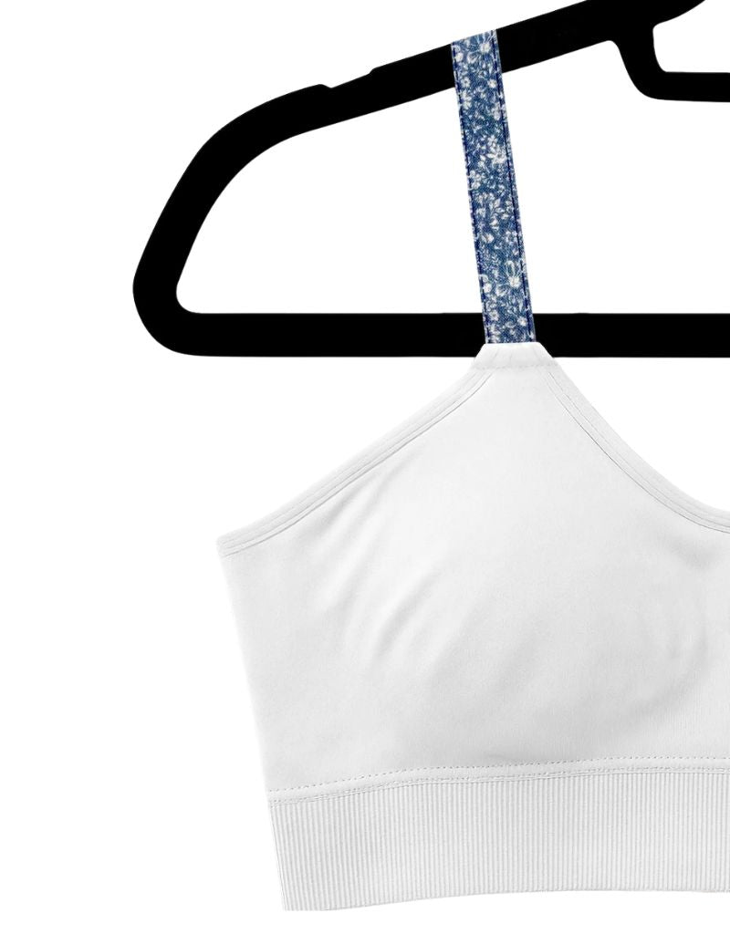 White Bra with Attached Denim Boho Strap