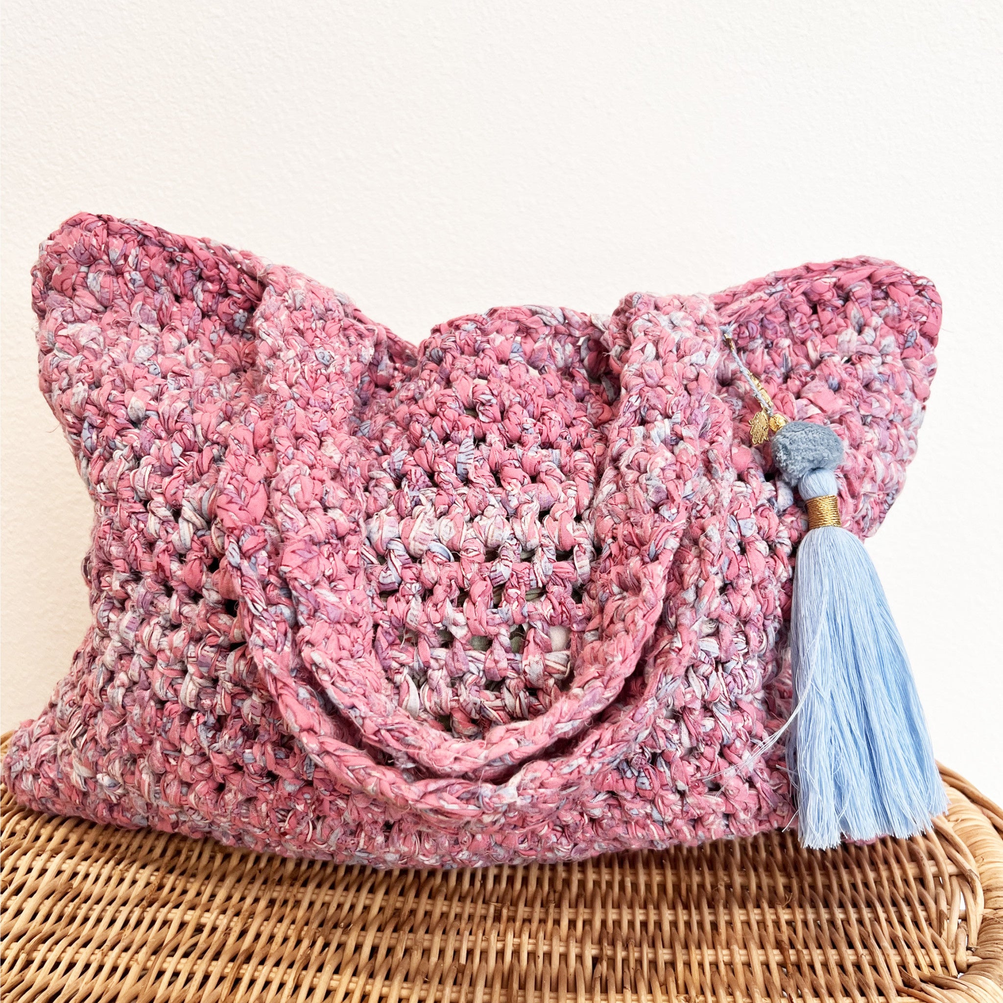 Crochet Bag Pink Purple Floral