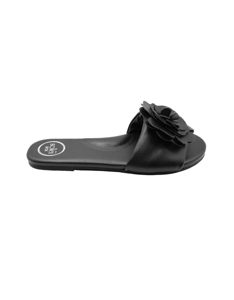 Dahlie Petal Slide Sandal Black