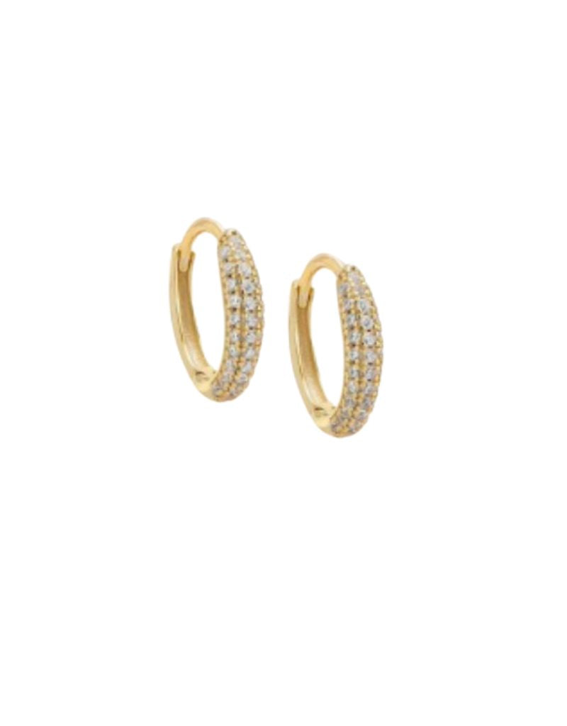 E84655 Pave Graduated Huggie Earrings Gold
