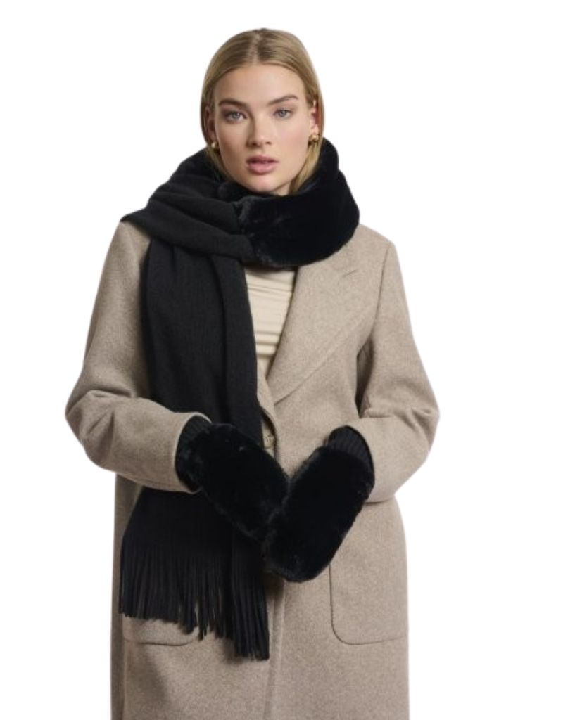 Oxo Faux Fur Gloves Black