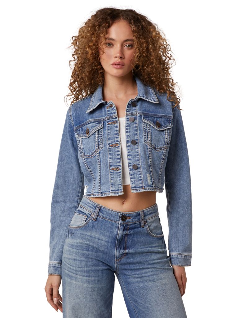 Eddie Crop Jacket Front Pocket Flaps light Savona Wash