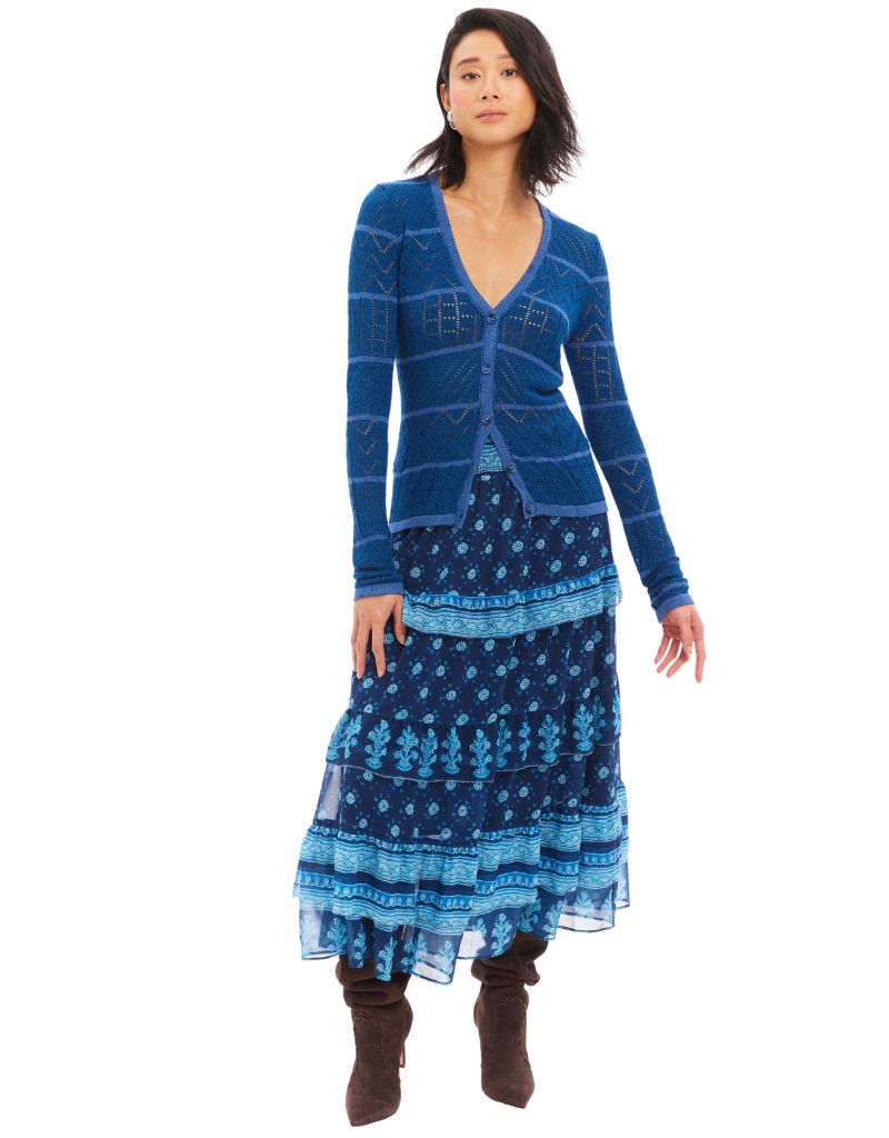 Valerie Midi Skirt Navy Medalion