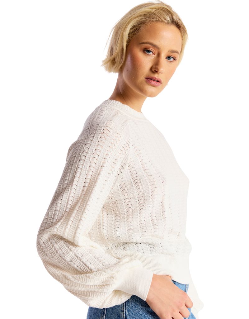 Wispr Stitch Raglan Tee Ivory