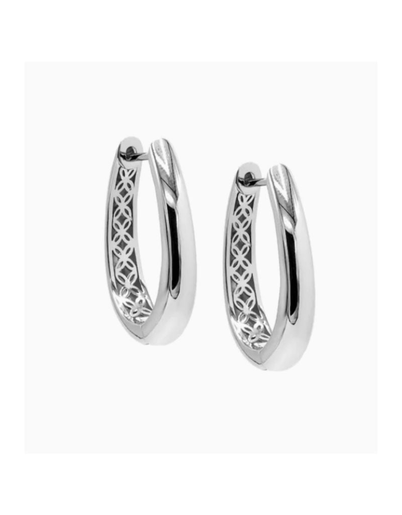 E74318 Solid Graduated Chunky Hoop Earrings Silver