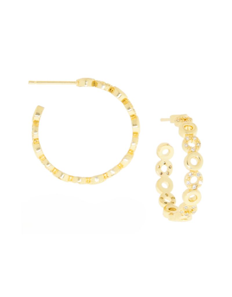 3761E Gold 1" CZ Open Circle Hoop